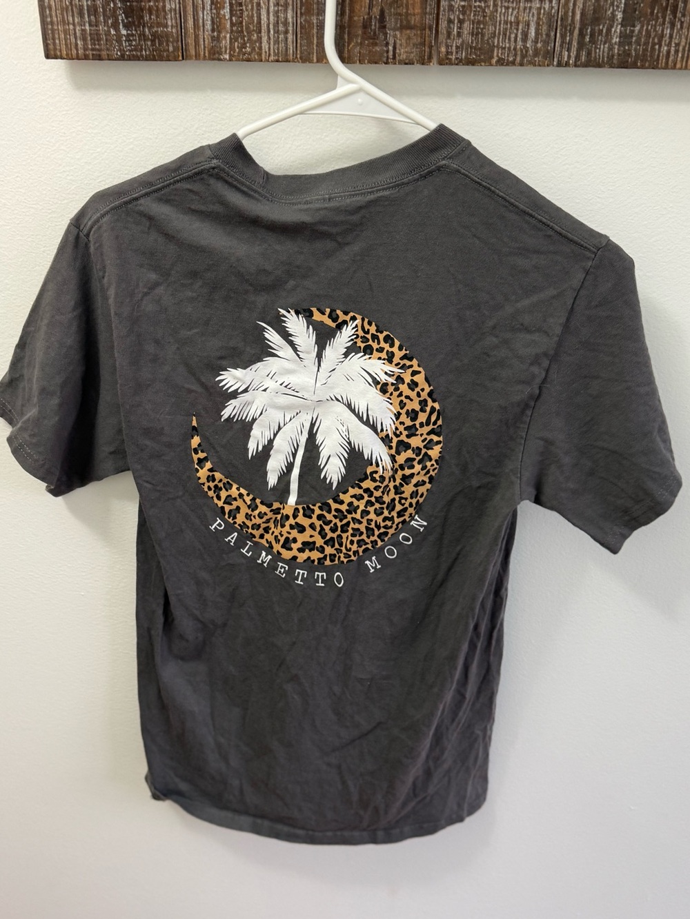Palmetto Moon Tee - Black with Leopard Moon & White Palm
